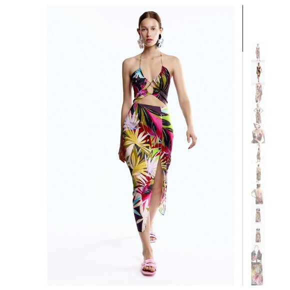 TROPICAL PRINT CUT OUT DRESS Size M NEW WITH TAG! - Picture 2 of 12